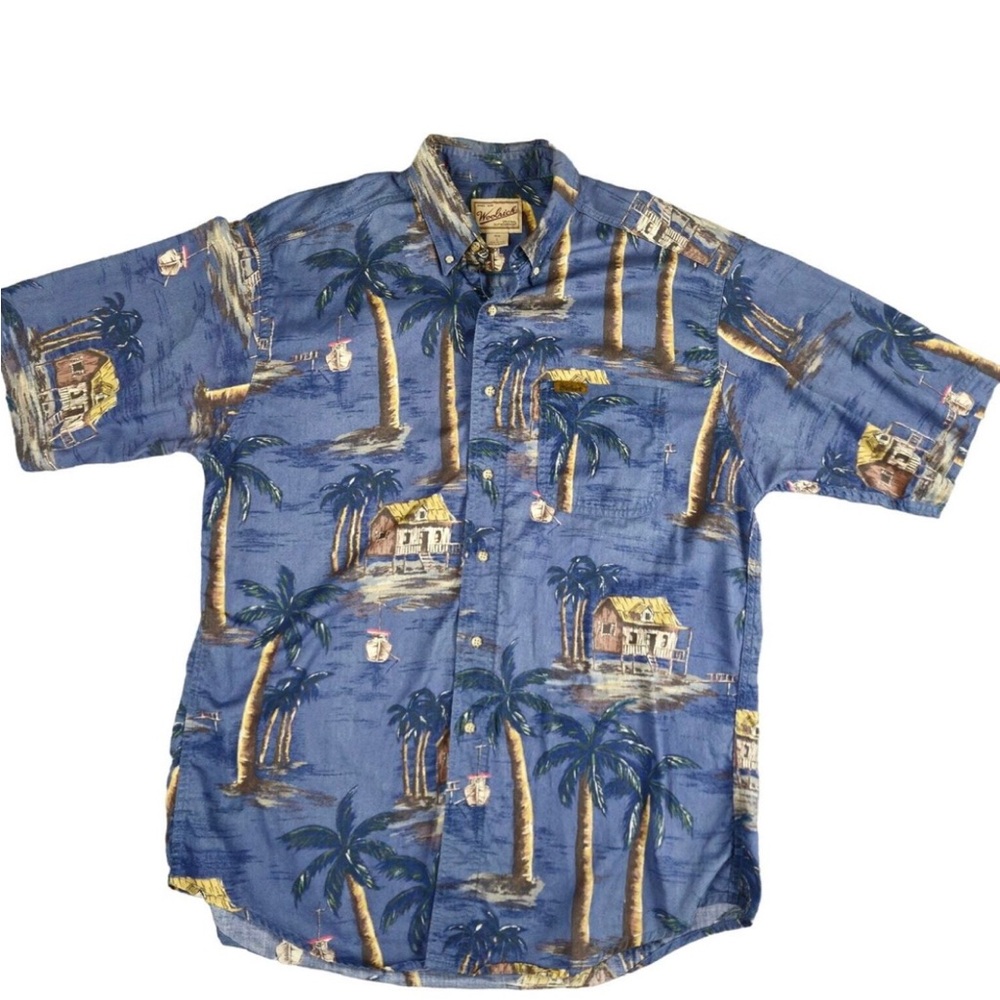 VINTAGE Woolrich Casual Blue and Yellow Button Down Shirt